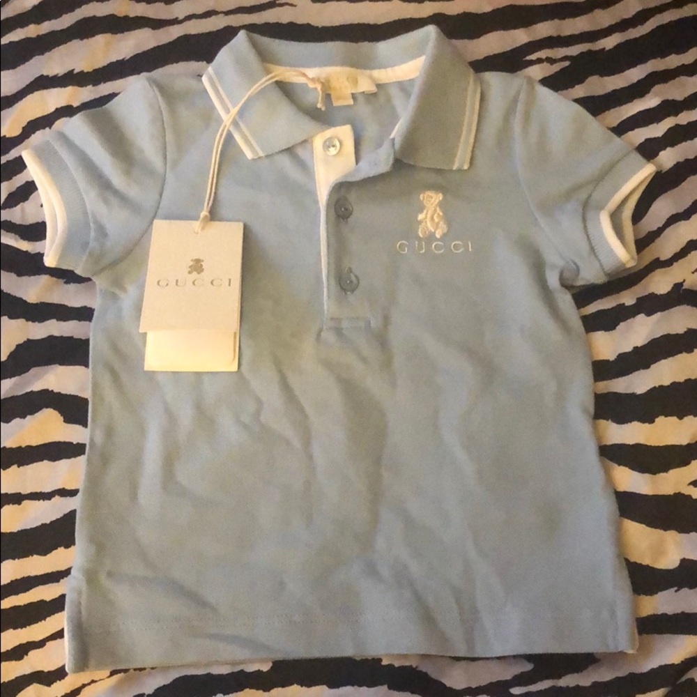 Baby blue Gucci polo shirt